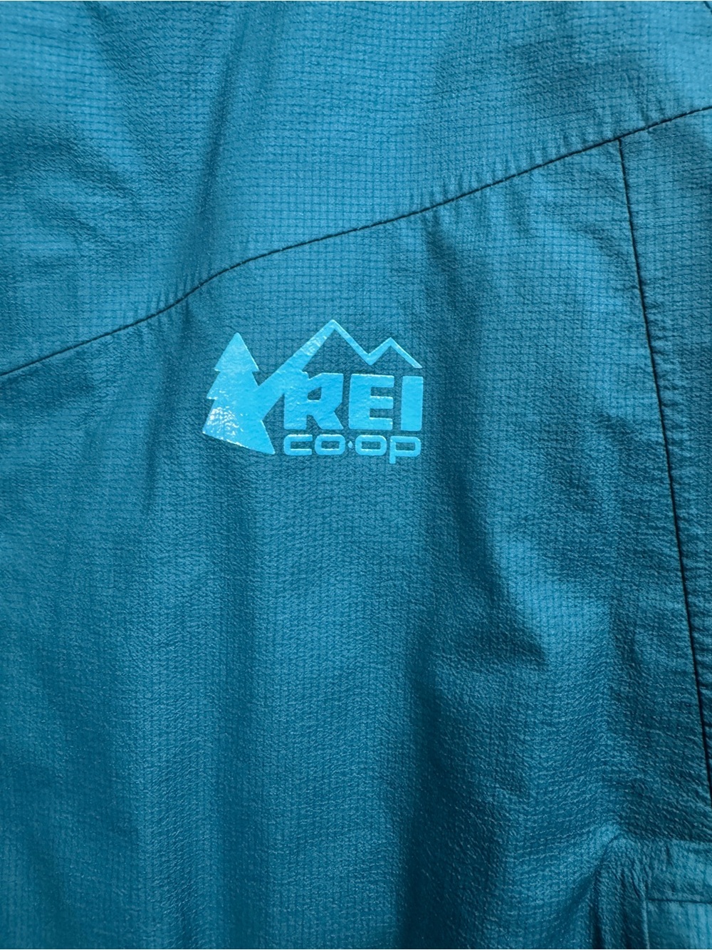 REI eVent Jacket Size Medium Teal Waterproof Hooded Rain Wind Outdoor Hiking - Picture 3 of 9